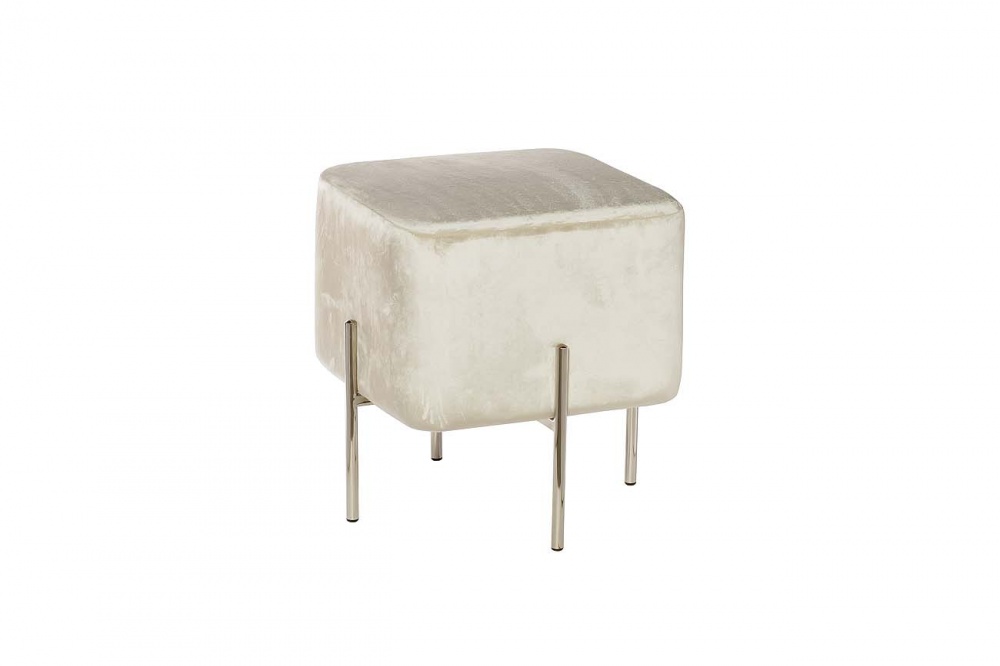 Банкетка велюр бежевый/хром 42*42*42см