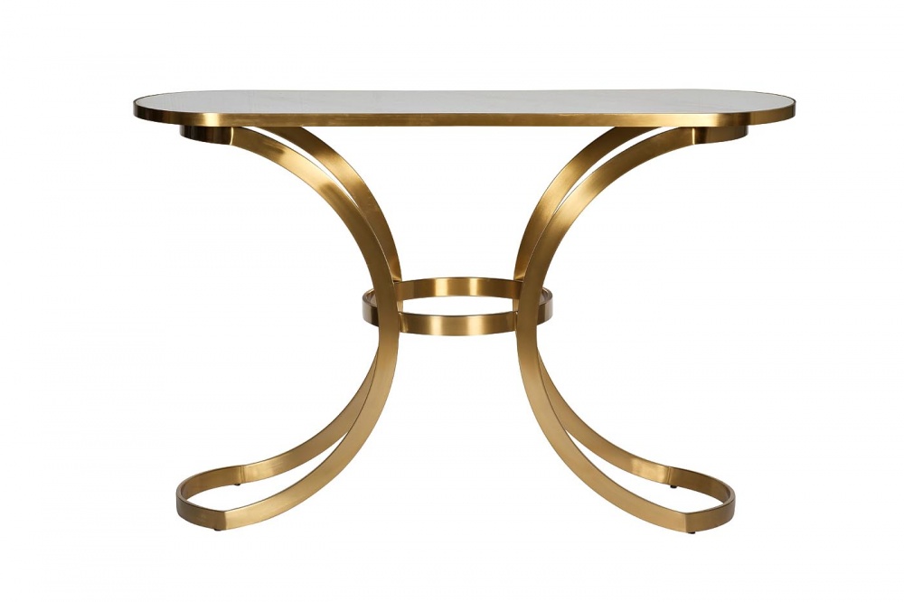 Консоль со стекл. столешницей под мрамор 129*40*85см