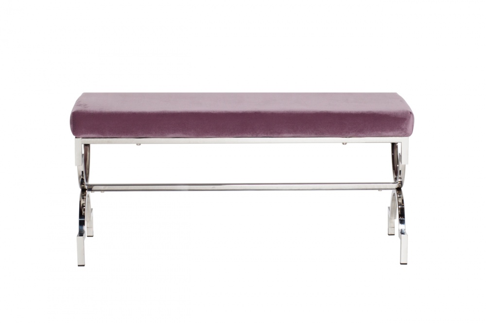 Банкетка дымчато-сиреневый велюр/хром 99*43*46см