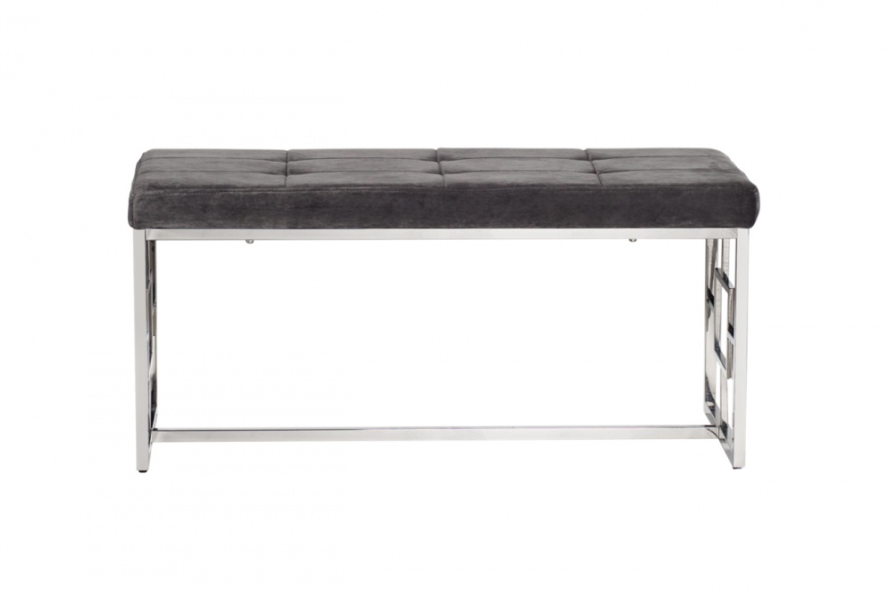 Банкетка серый велюр/хром 99*45,5*46см