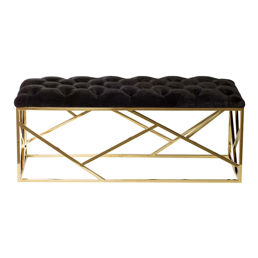 Банкетка велюр черный/золото 110*42*46 см GY-BEN7835GOLD-BL