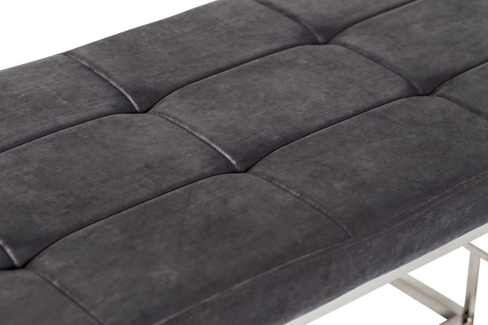 Банкетка серый велюр/хром 99*45,5*46см