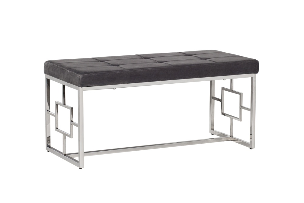 Банкетка серый велюр/хром 99*45,5*46см