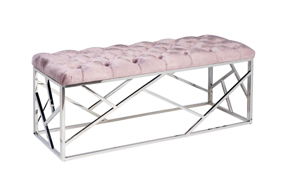 Банкетка велюр темно-розовый/хром GY-BEN7834-DPK
